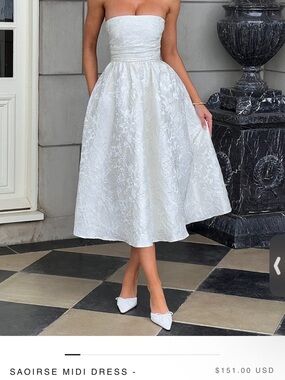 Saoirse Strapless White Midi Wedding Dress